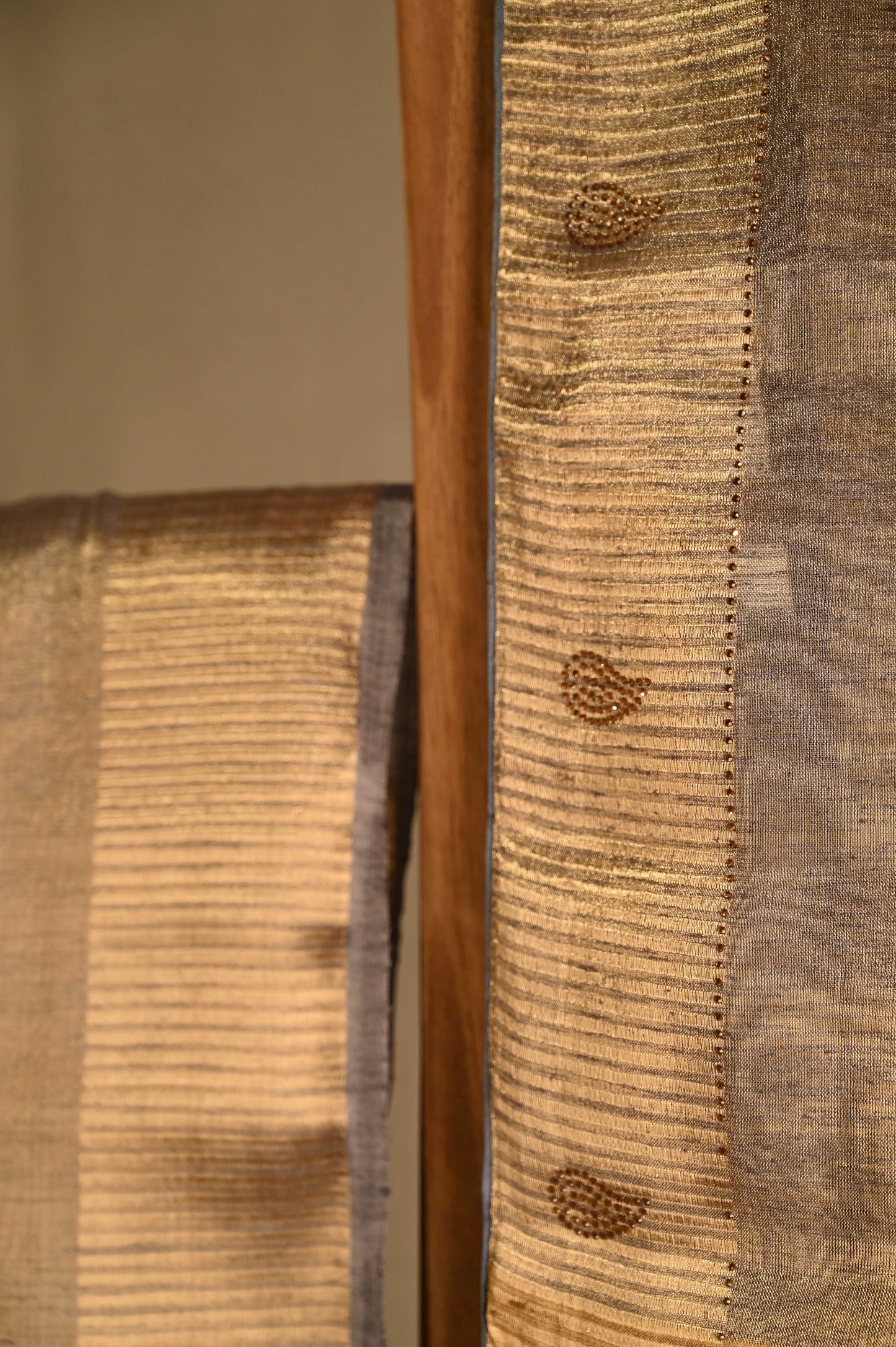 Steel Grey Tissue Organza Saree With Crystals Embellishments