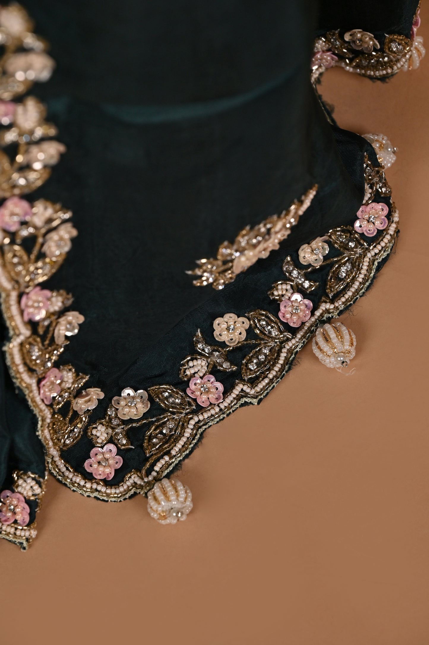 Teal Green Elegance: Handcrafted Organza Saree