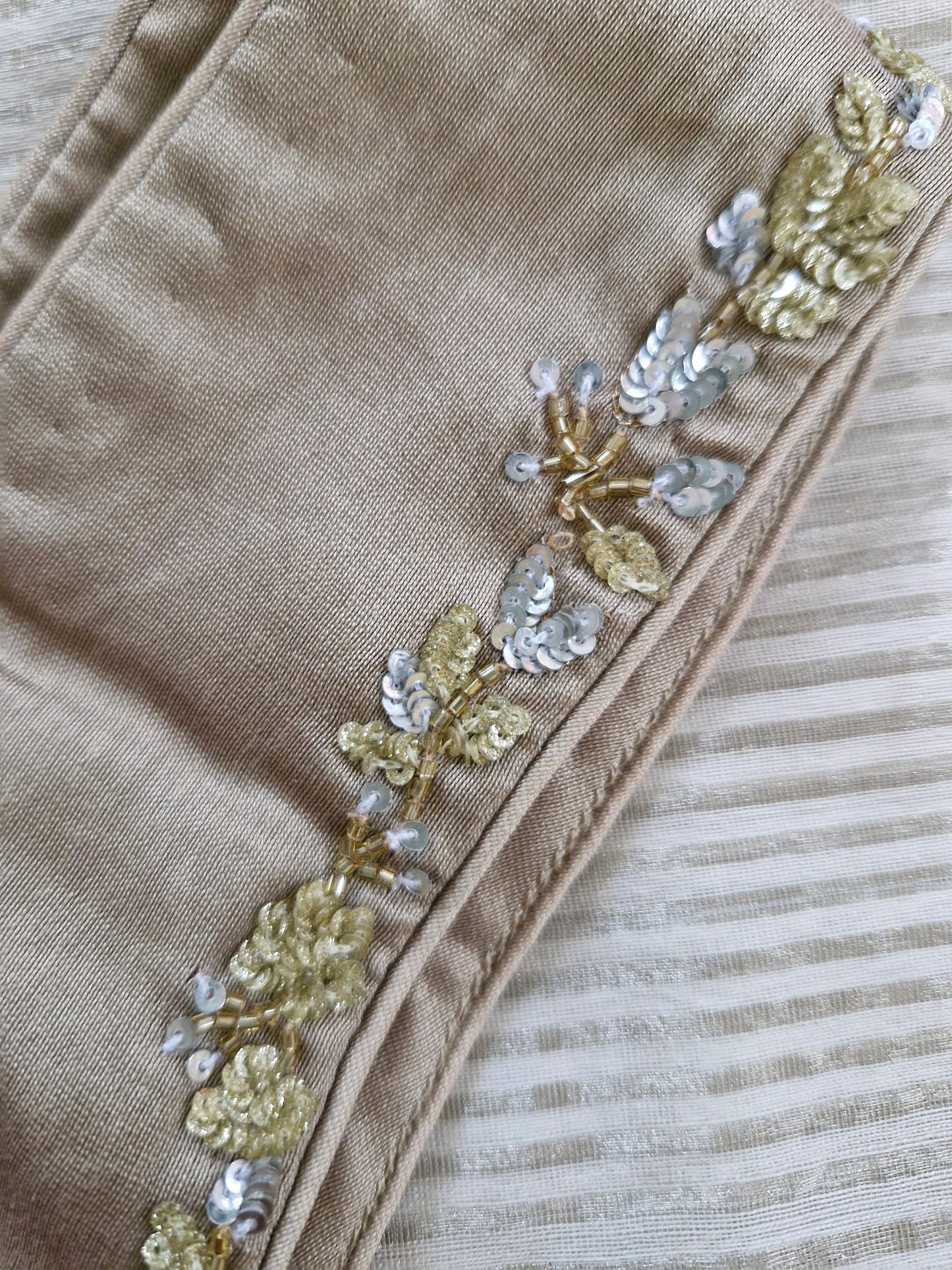 Silver Tissue Chanderi Saree With Stripe Design