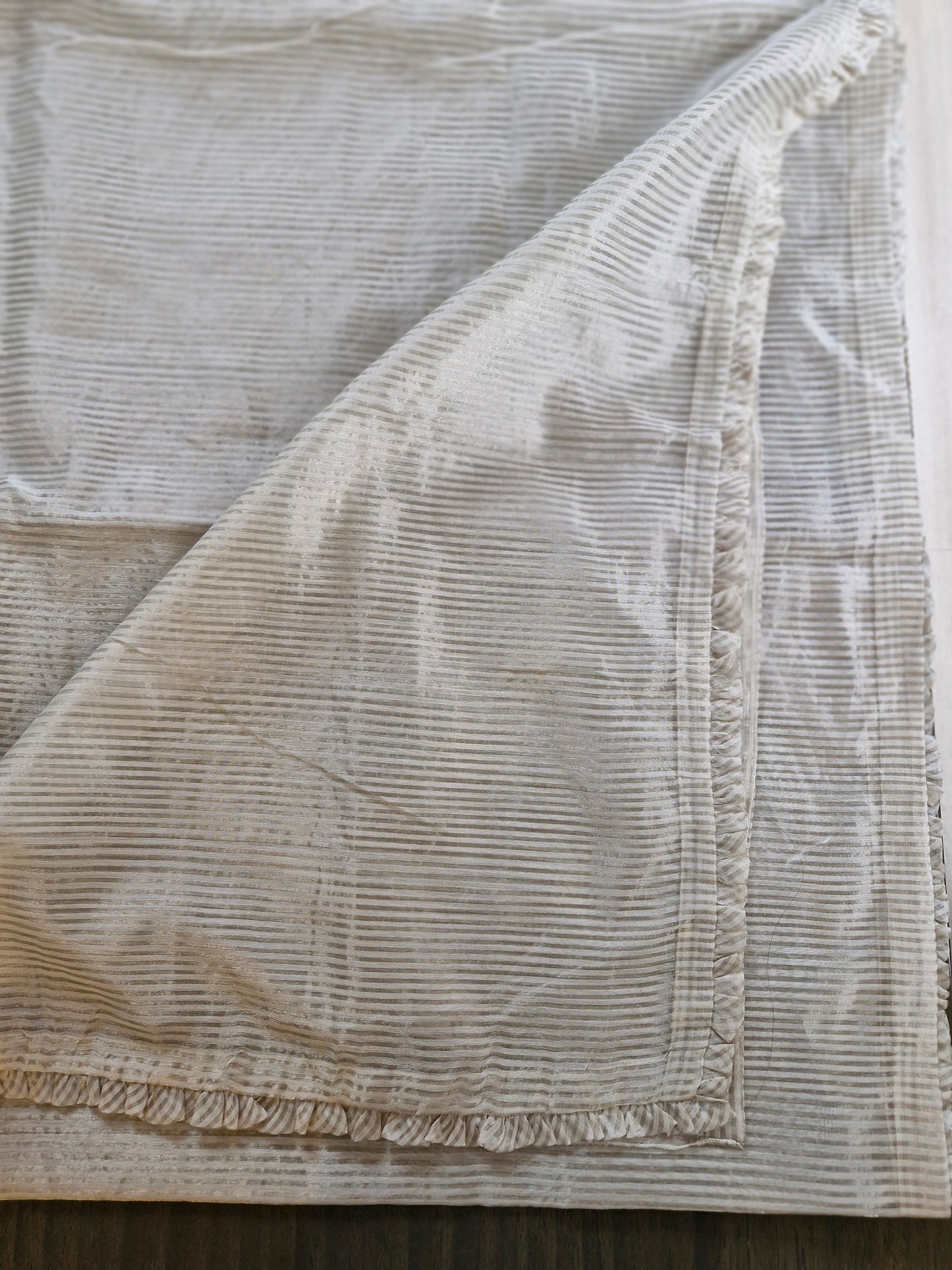 Silver Tissue Chanderi Saree With Stripe Design