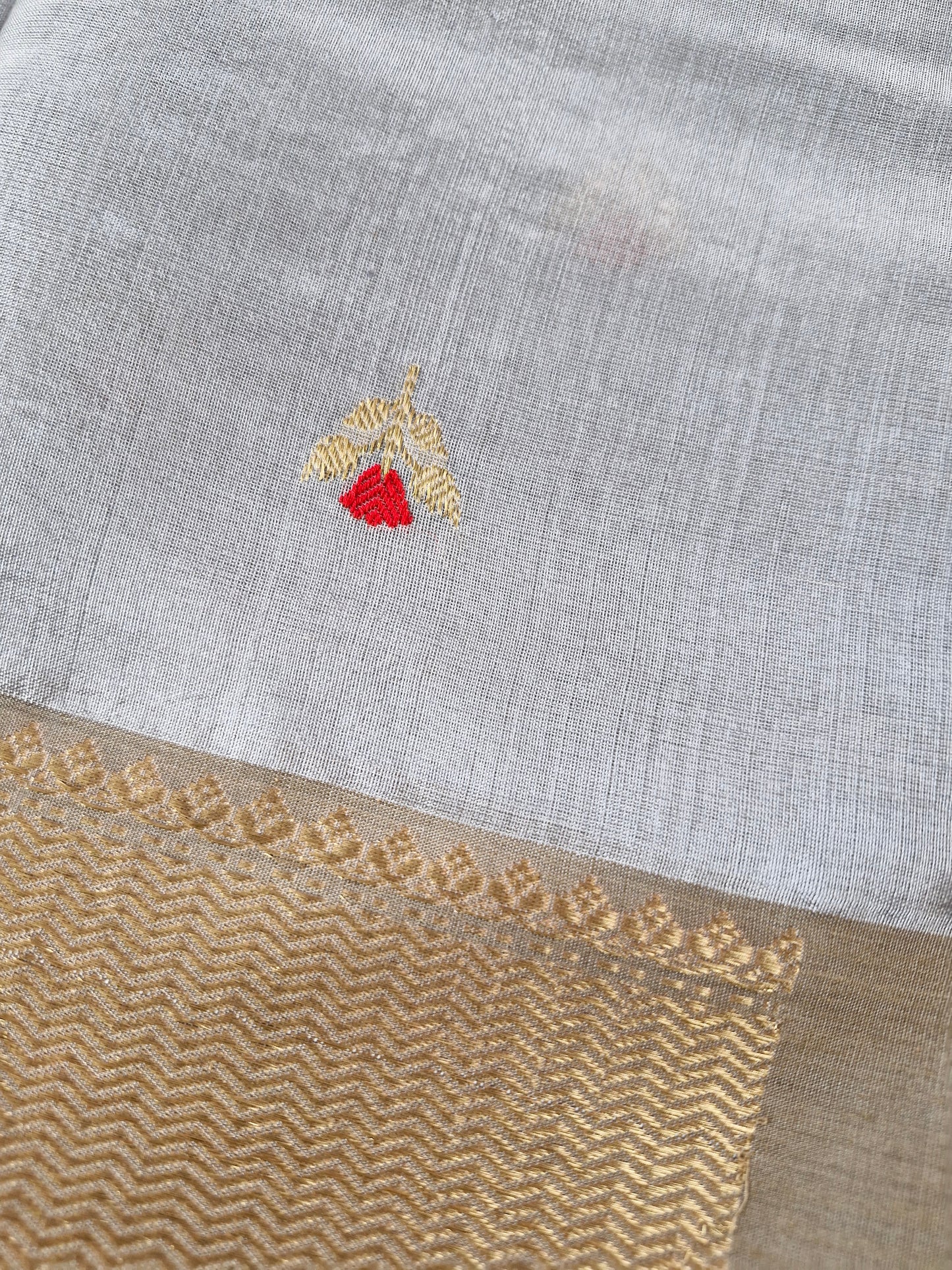 Pure Grey Chanderi Silk Saree