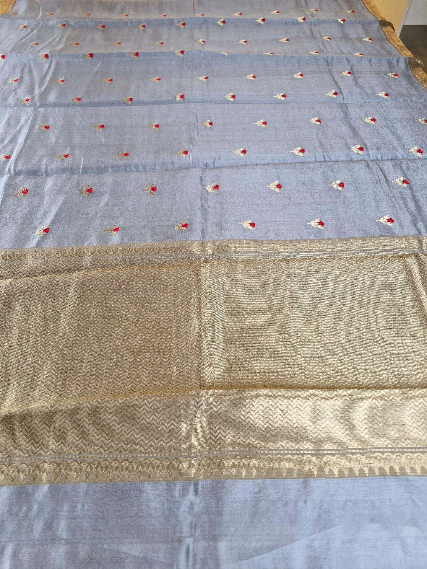 Pure Grey Chanderi Silk Saree