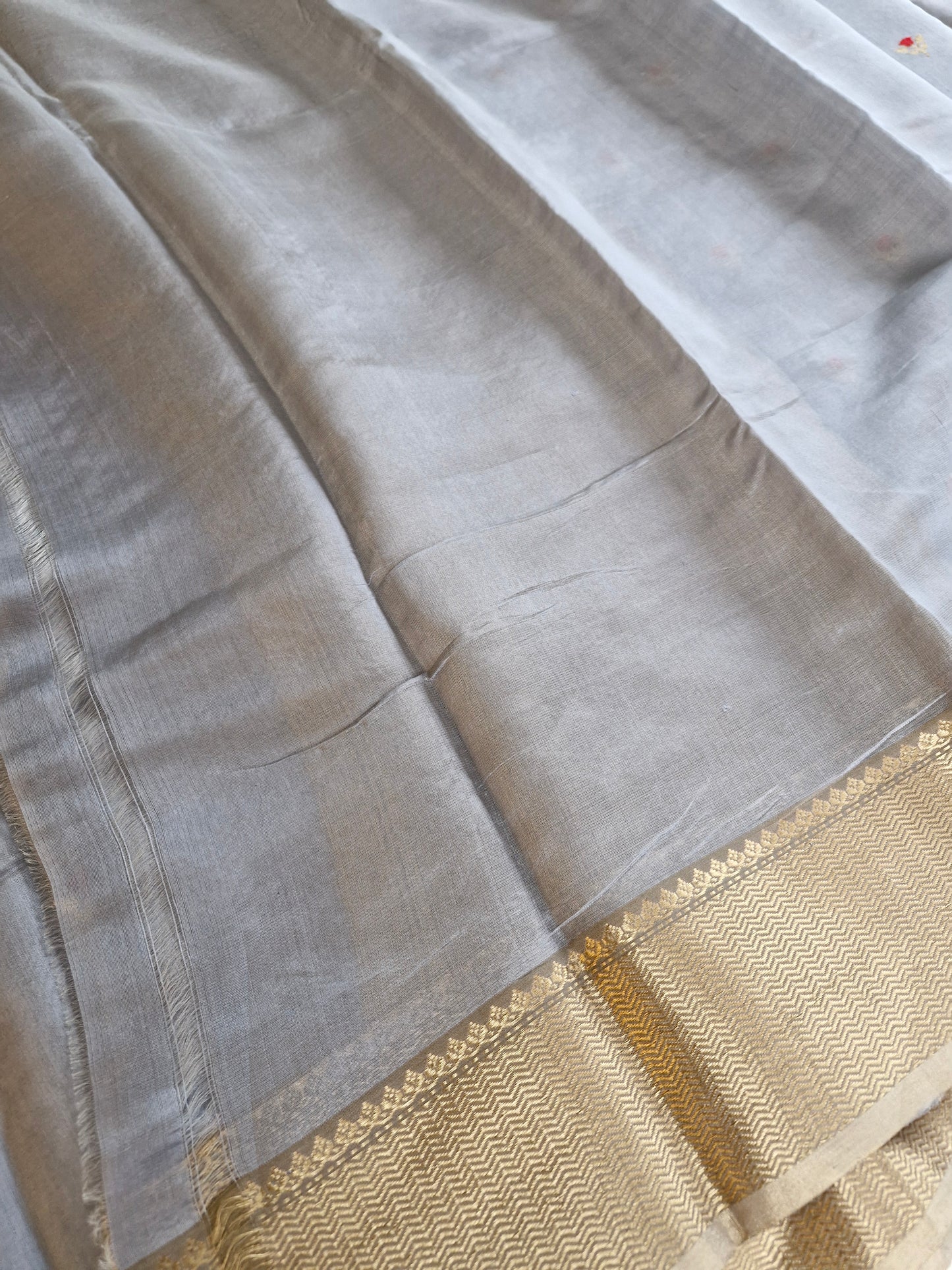 Pure Grey Chanderi Silk Saree