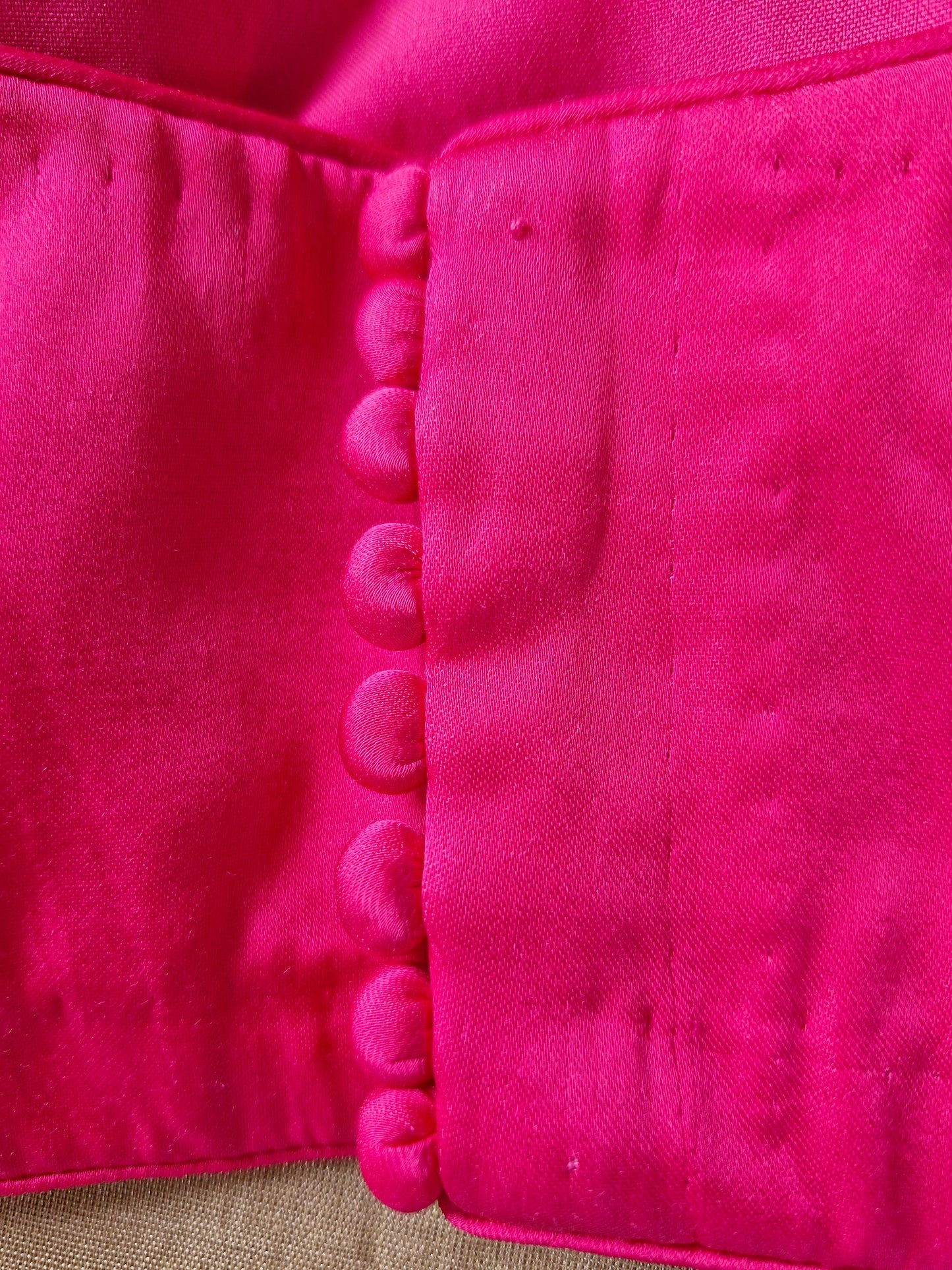 Gold Tissue Chanderi Saree with Fuchsia Satin Finishing