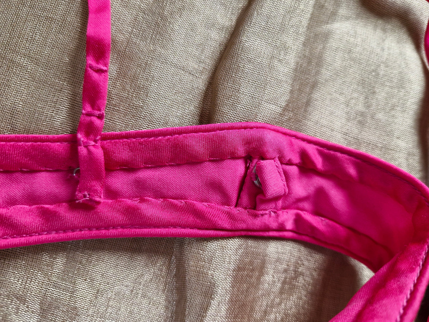 Gold Tissue Chanderi Saree with Fuchsia Satin Finishing