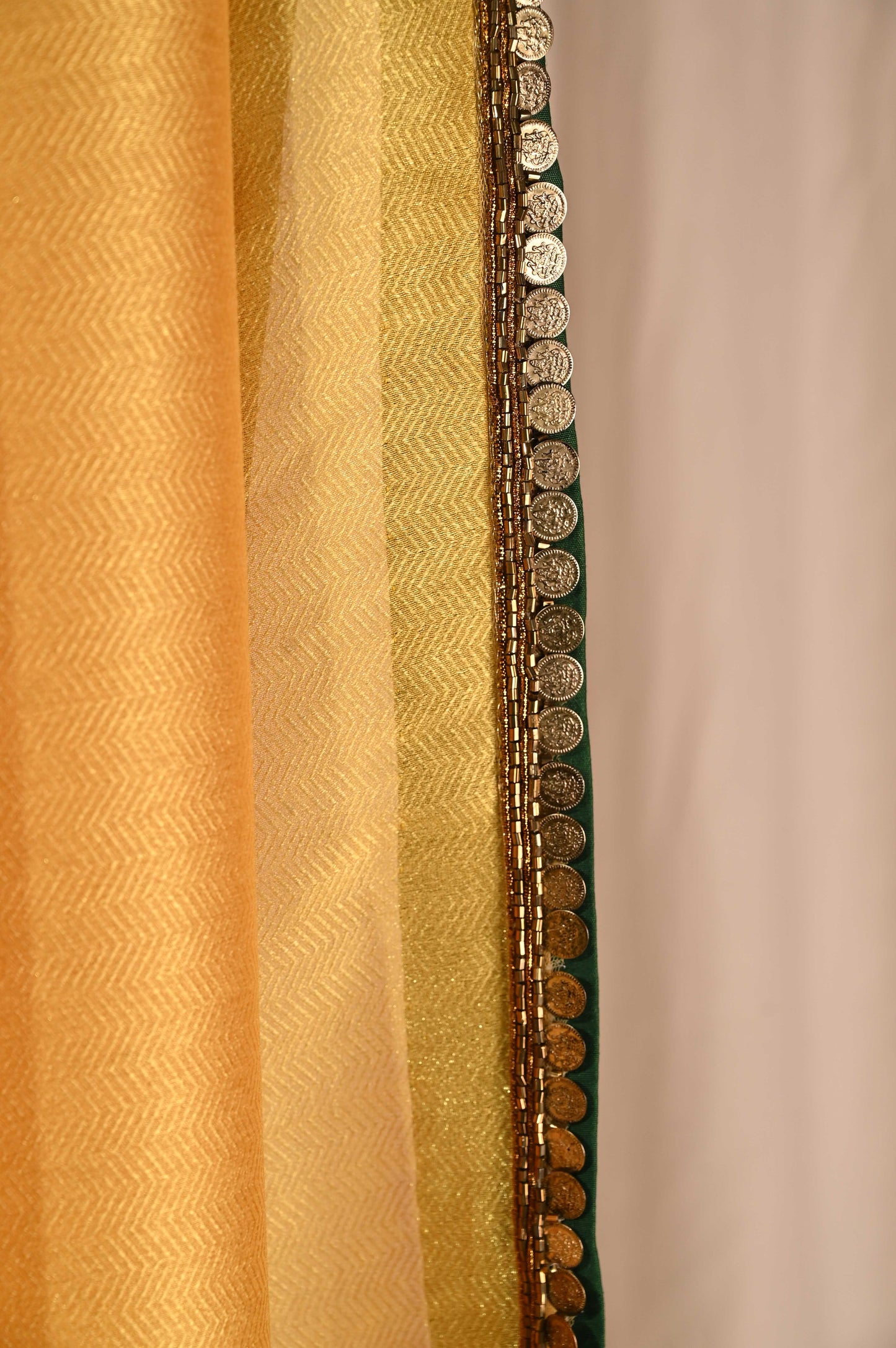 Yellow Chevron Textured Saree