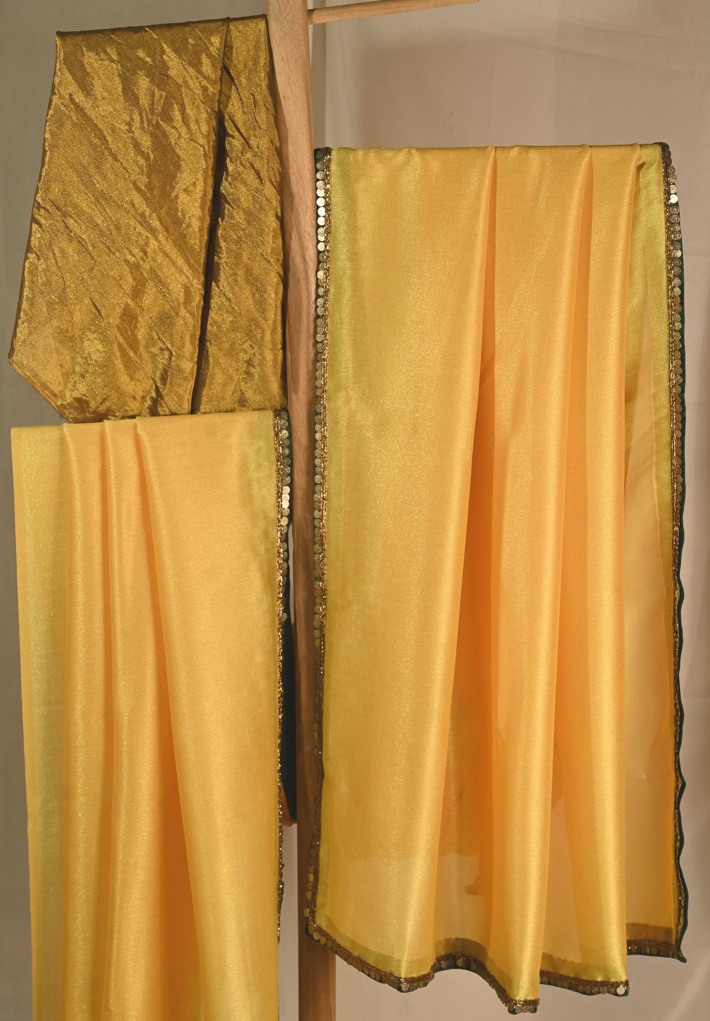 Yellow Chevron Textured Saree