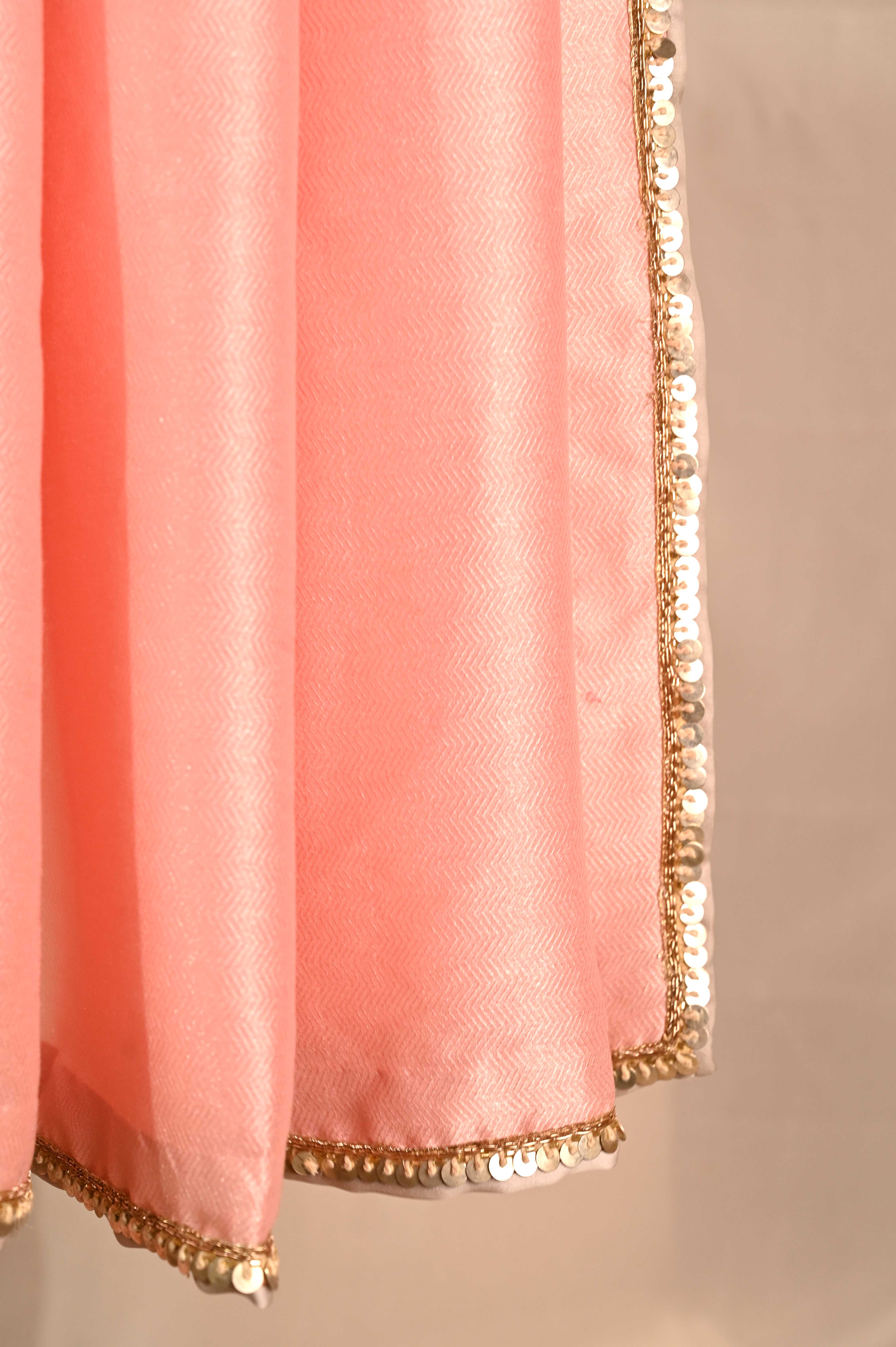 Pink Chevron Textured Saree