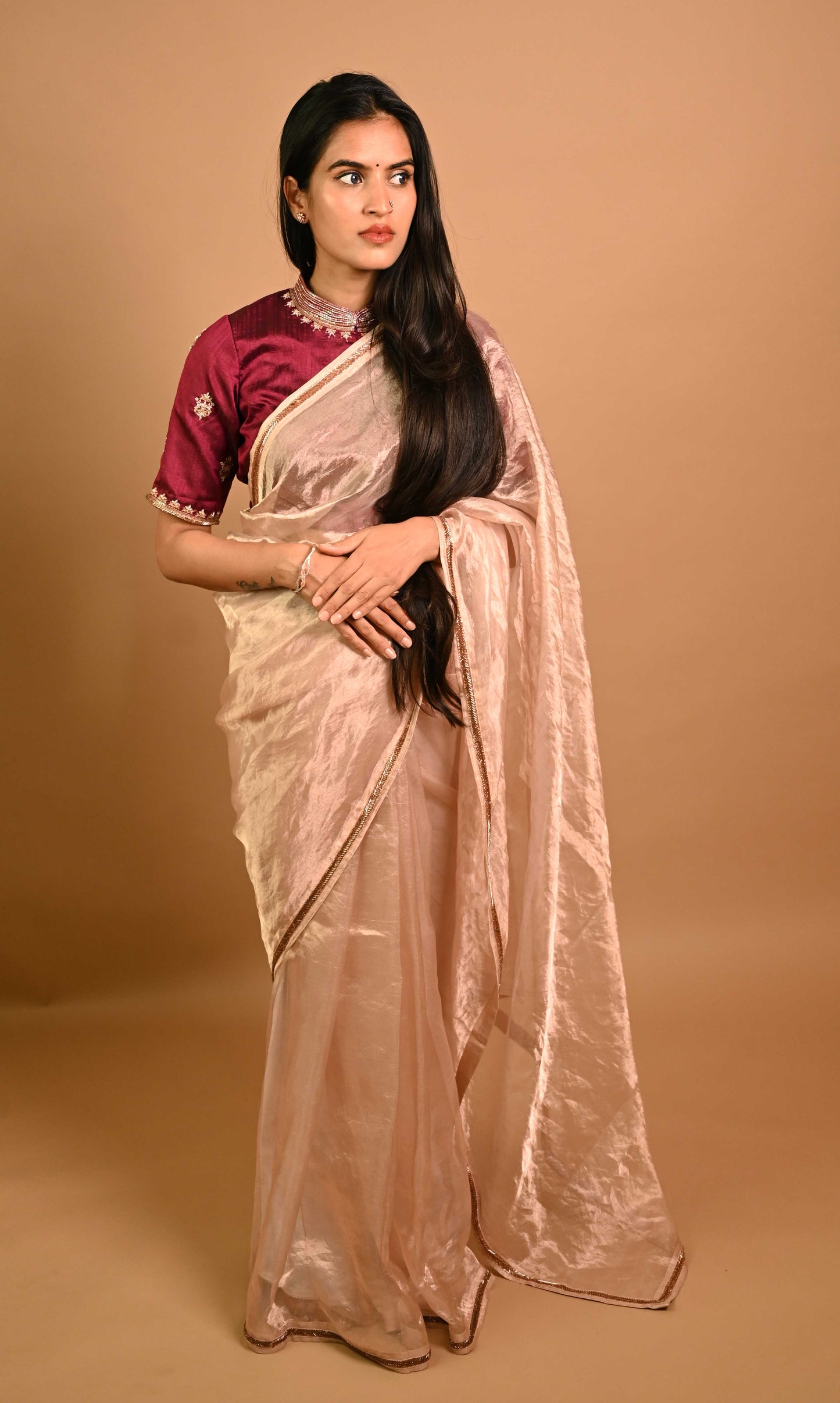 Liquid Gold Shaded Tissue Organza Saree