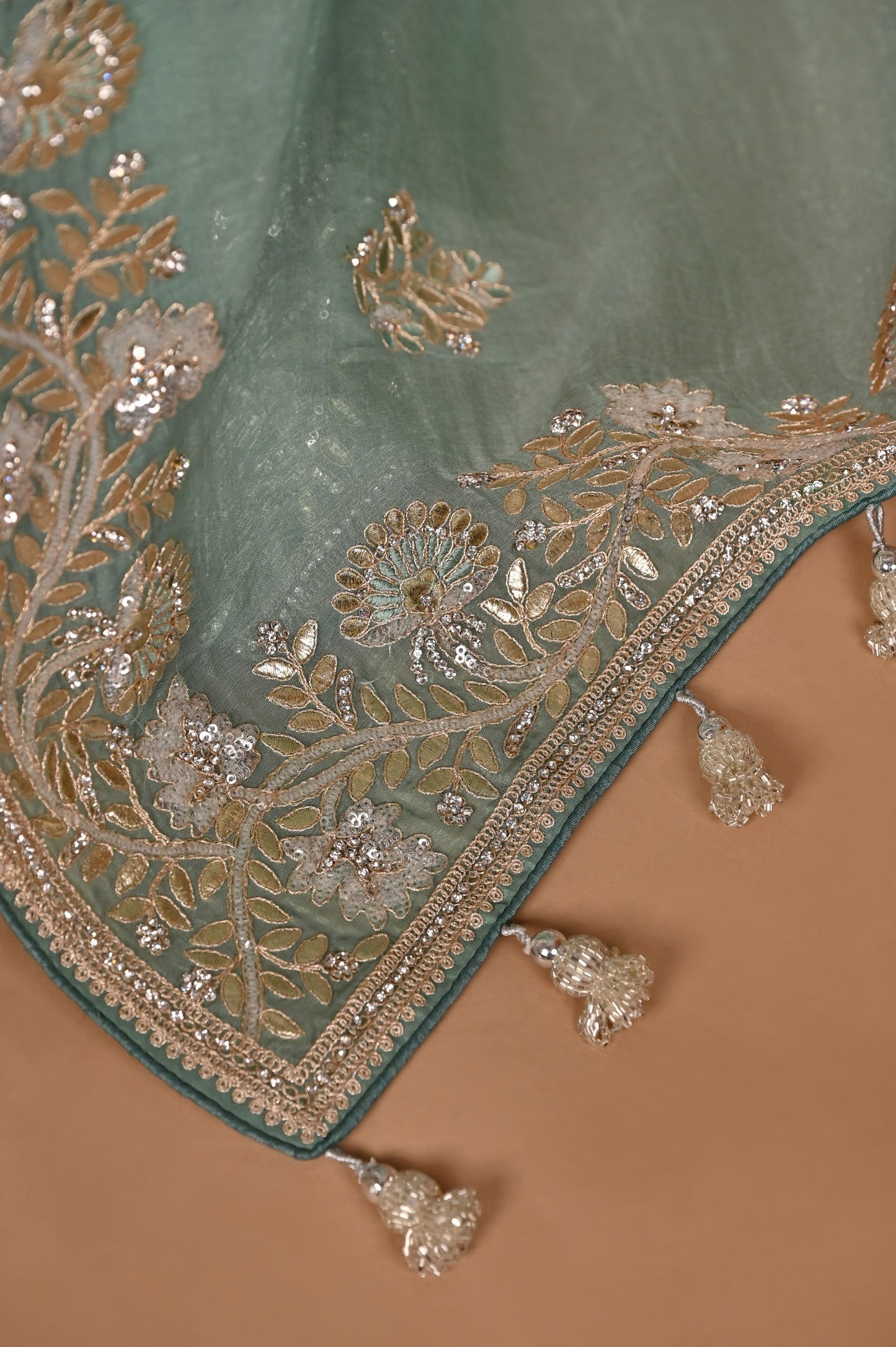 Sea Green Organza Saree with Embroidery