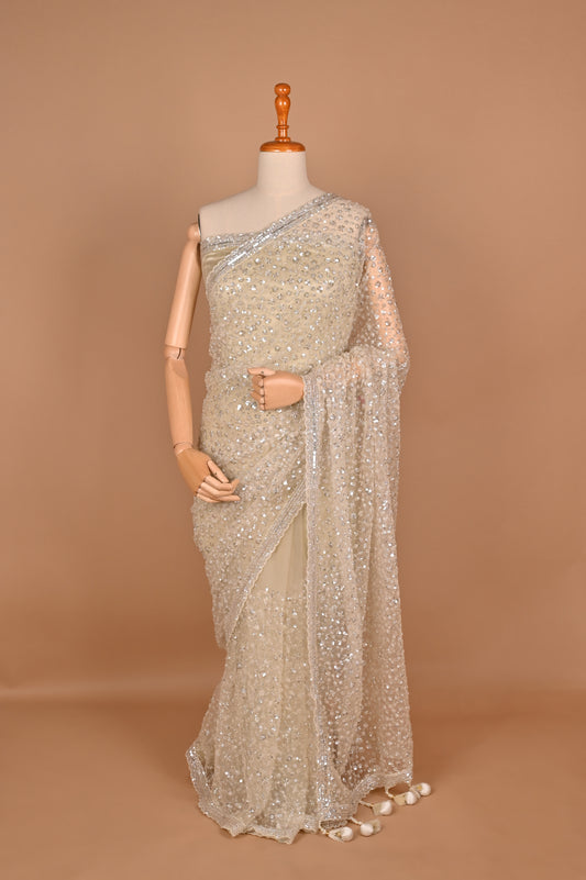 Radiant Ivory Sequin Saree