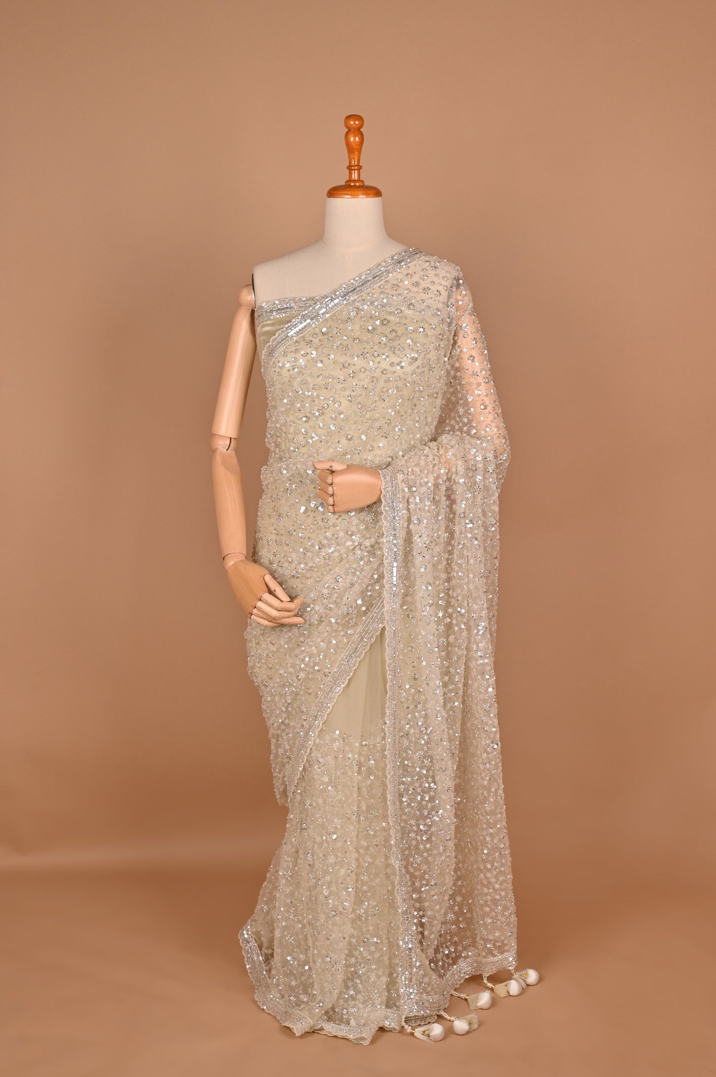 Radiant Ivory Sequin Saree