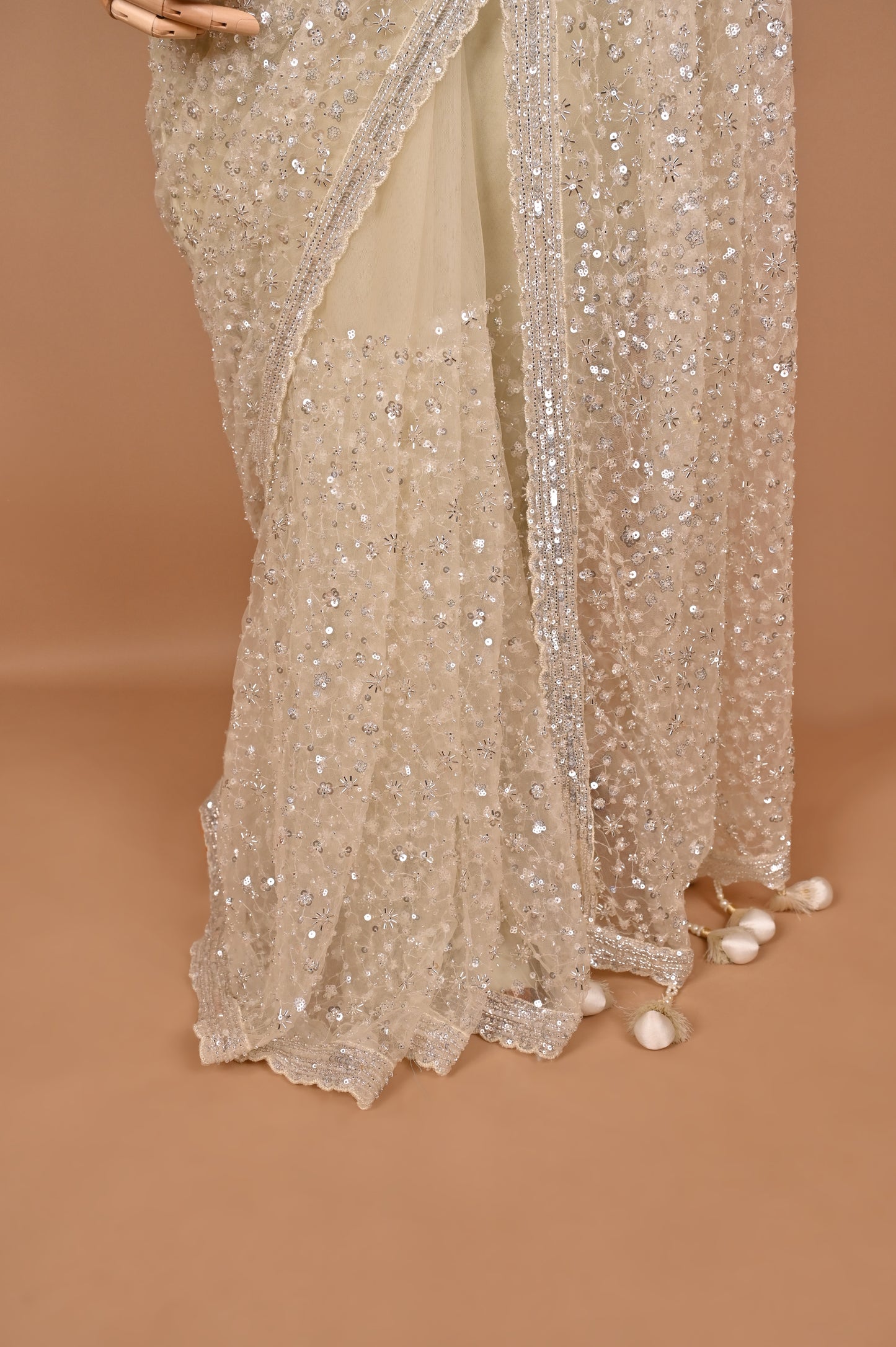 Radiant Ivory Sequin Saree