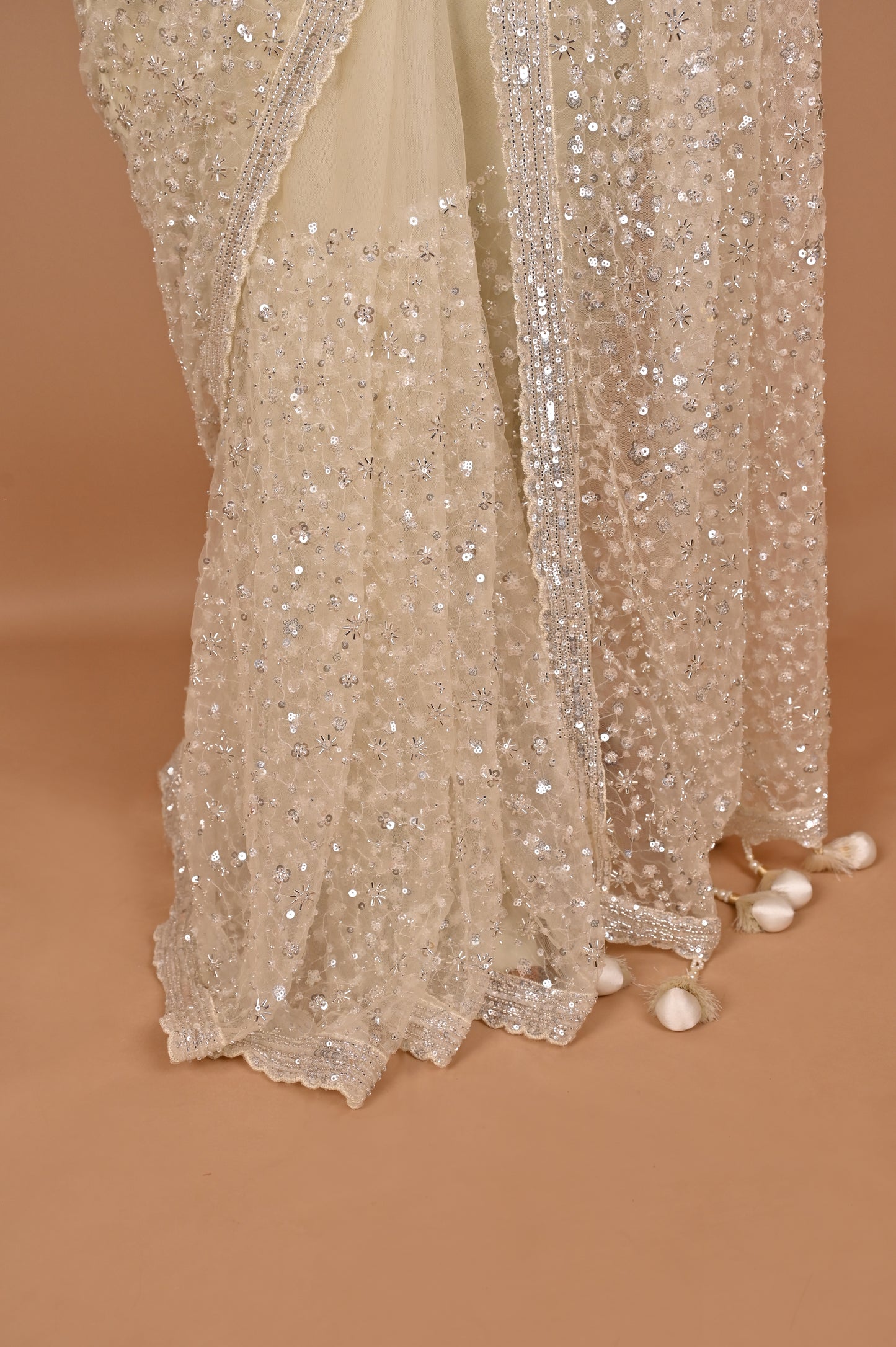 Radiant Ivory Sequin Saree