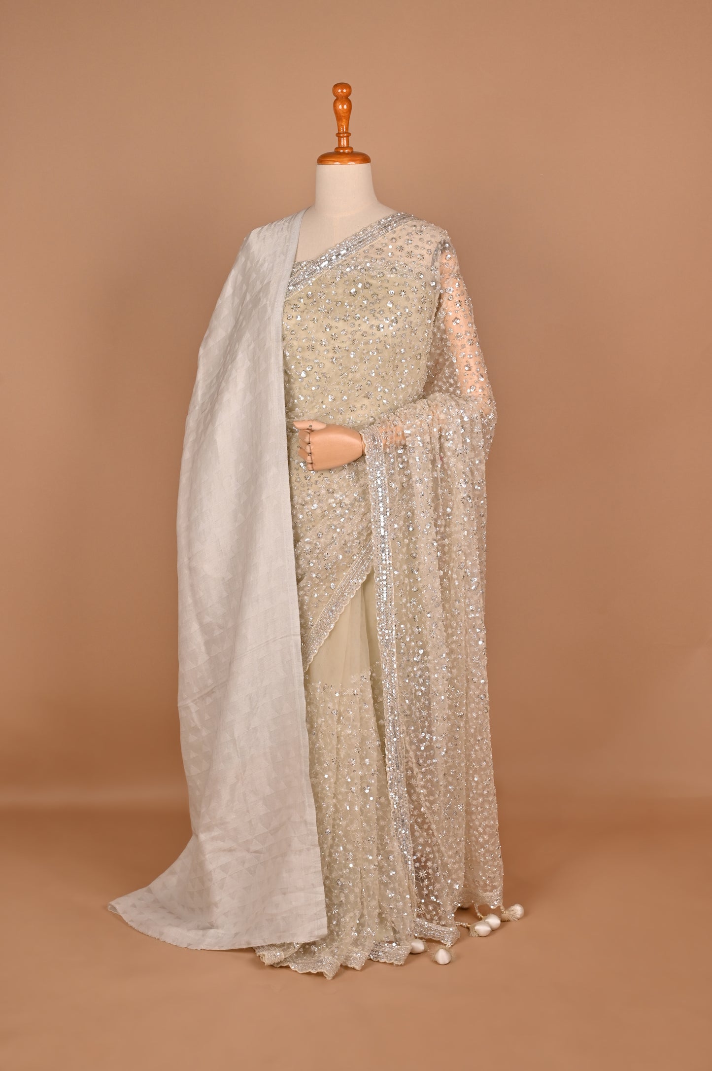 Radiant Ivory Sequin Saree