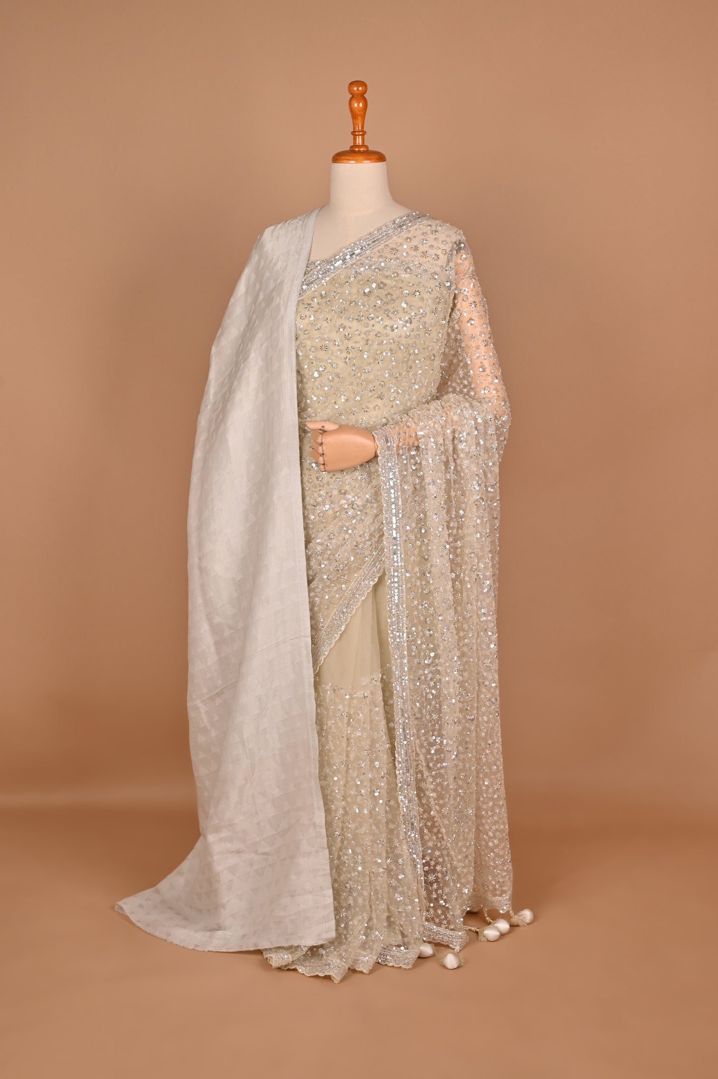 Radiant Ivory Sequin Saree