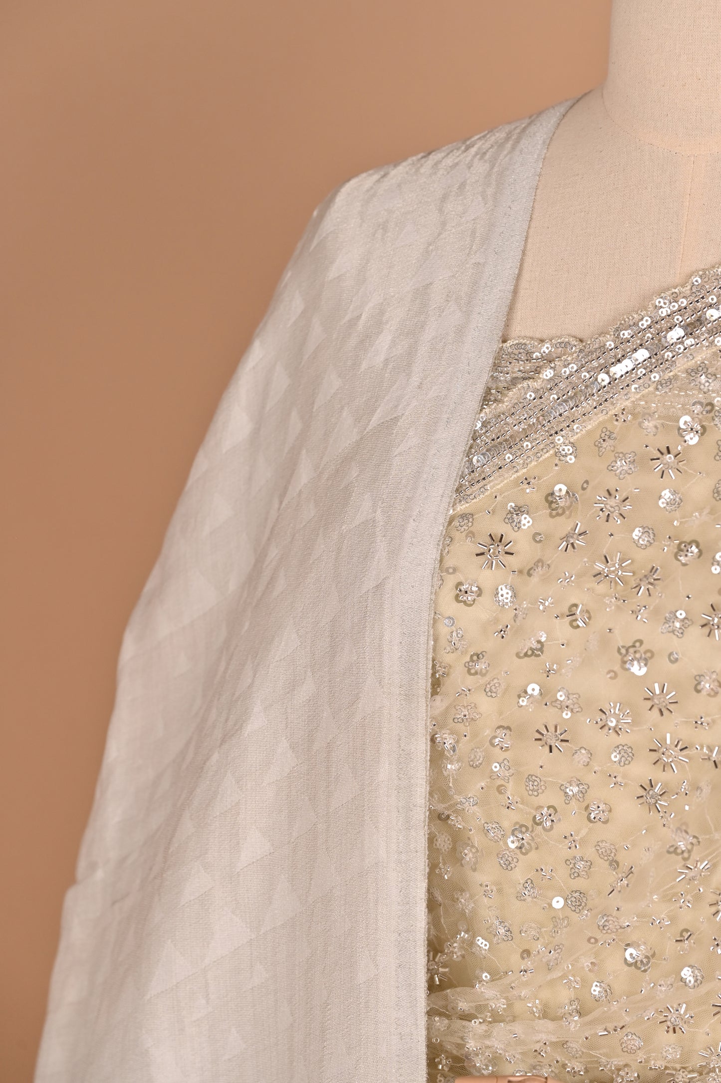 Radiant Ivory Sequin Saree