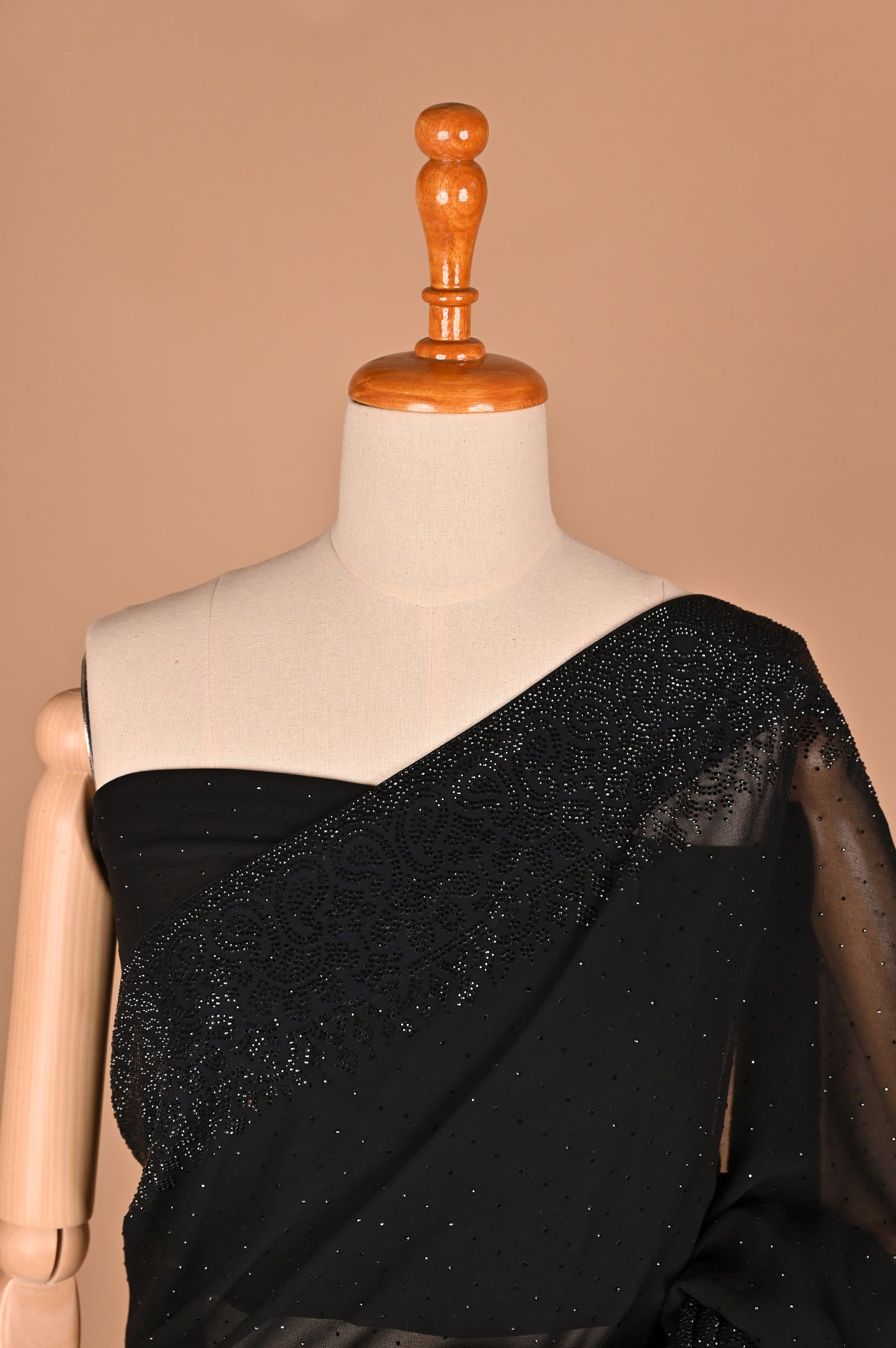 Midnight Mystique Black Georgette Saree with Swarovski