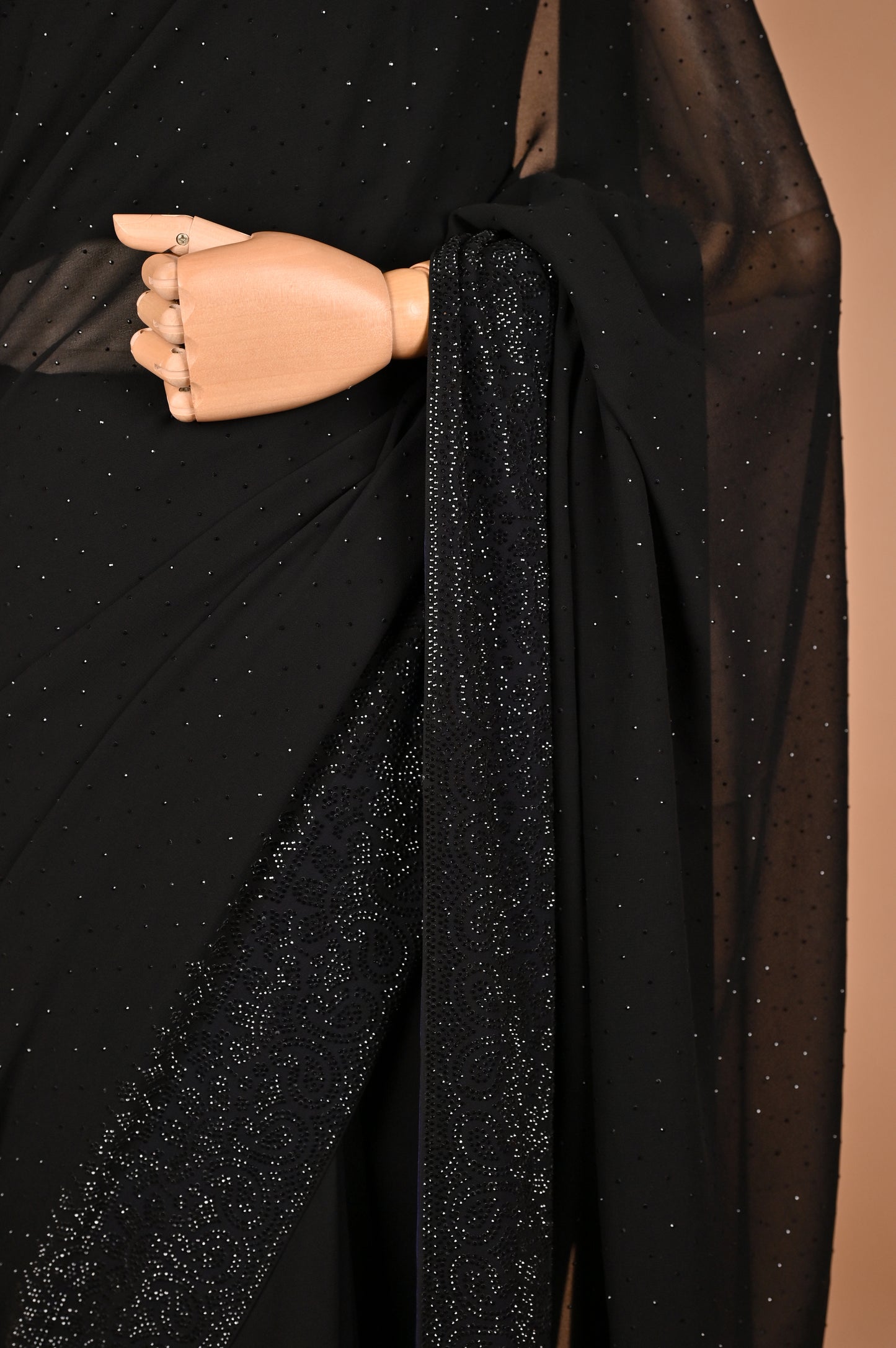 Midnight Mystique Black Georgette Saree with Swarovski