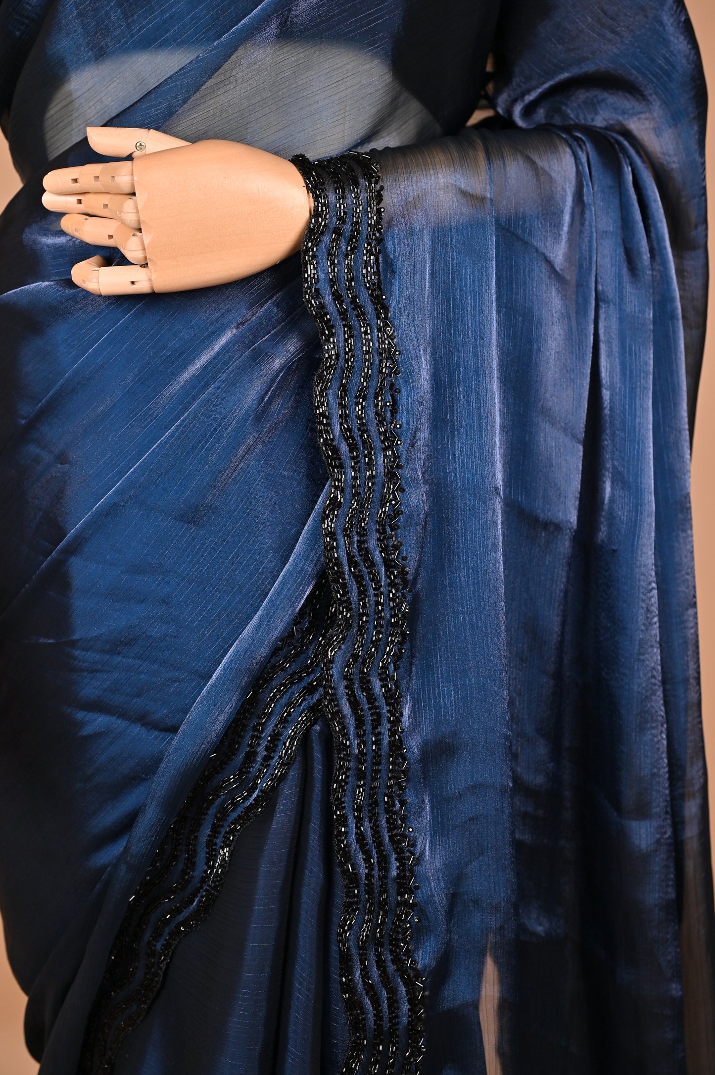 Midnight Blue Elegance Saree with Kardana Embellishments