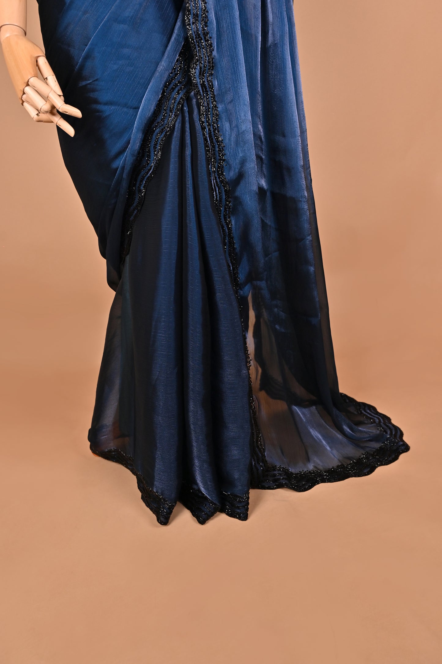 Midnight Blue Elegance Saree with Kardana Embellishments