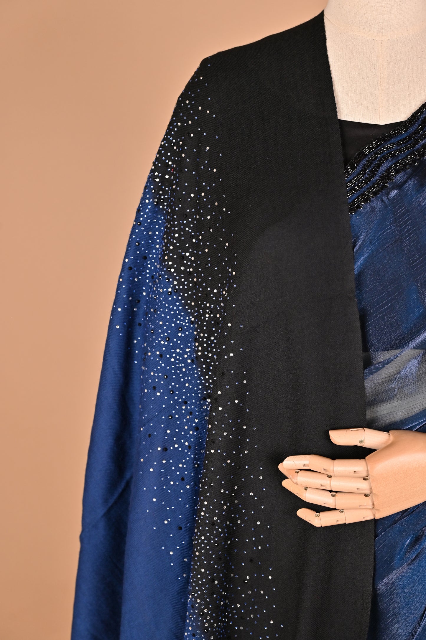 Midnight Blue Elegance Saree with Kardana Embellishments