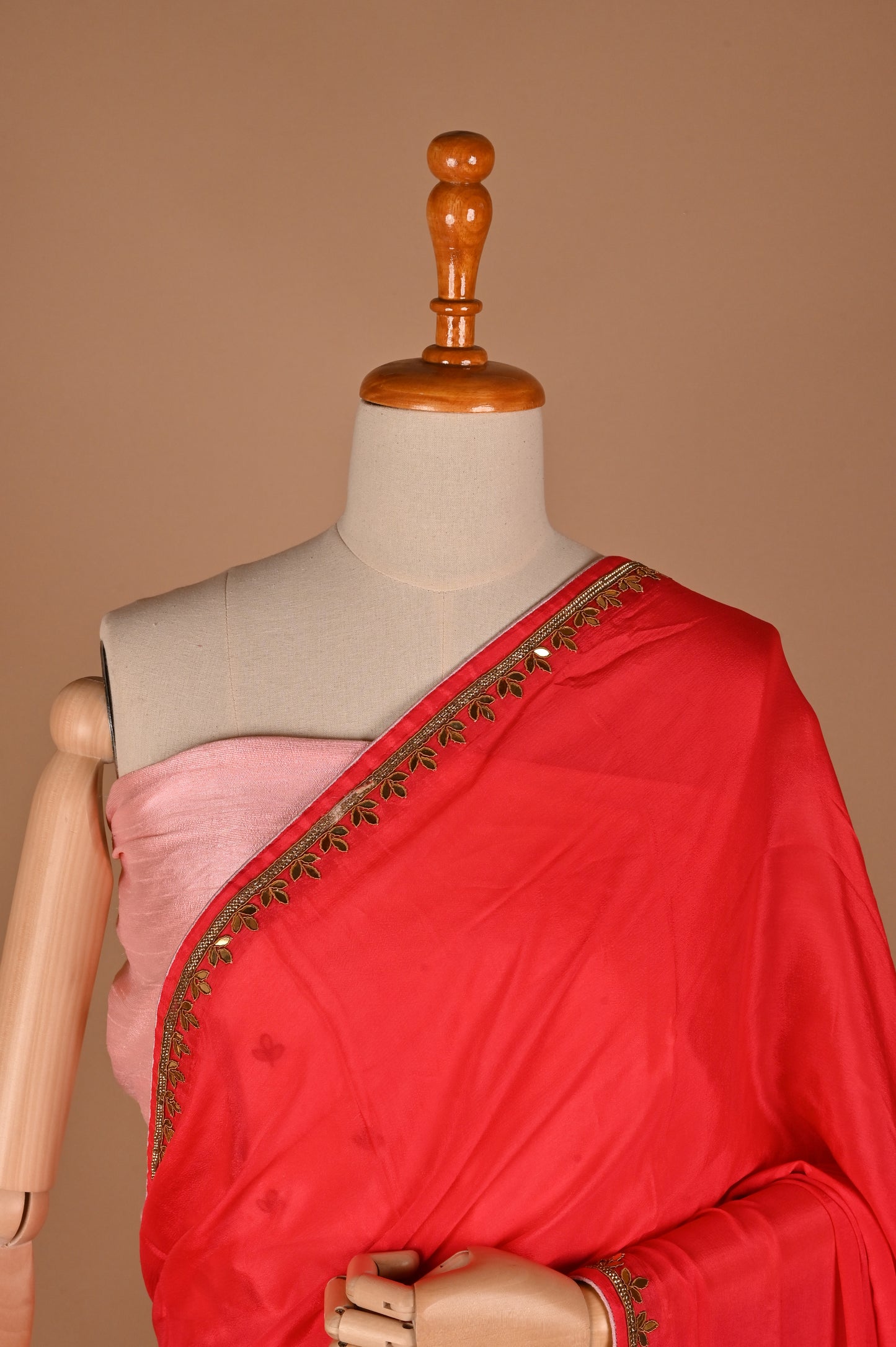 Majestic Red Crepe Silk Saree with Zardozi Embroidery