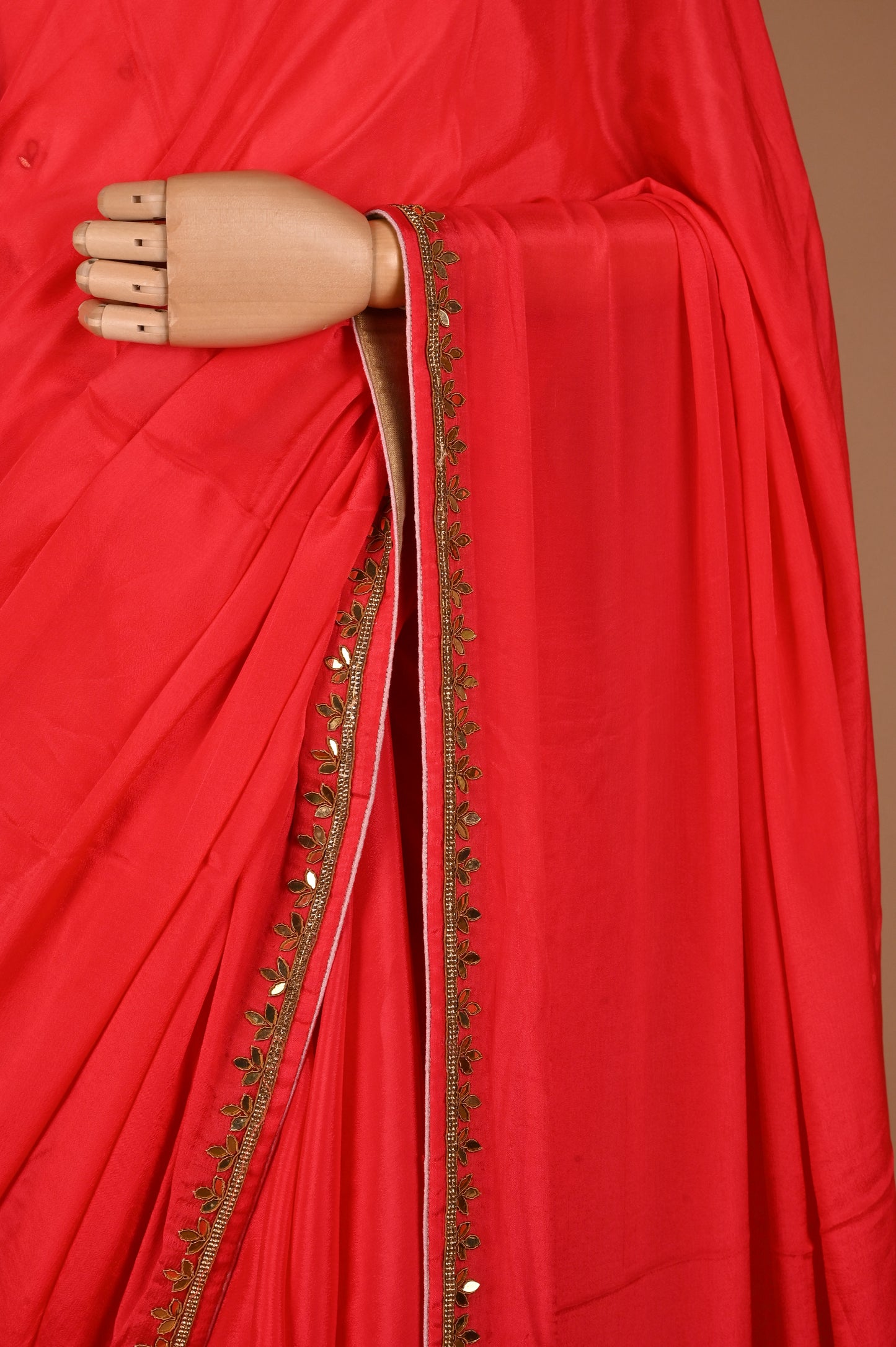 Majestic Red Crepe Silk Saree with Zardozi Embroidery