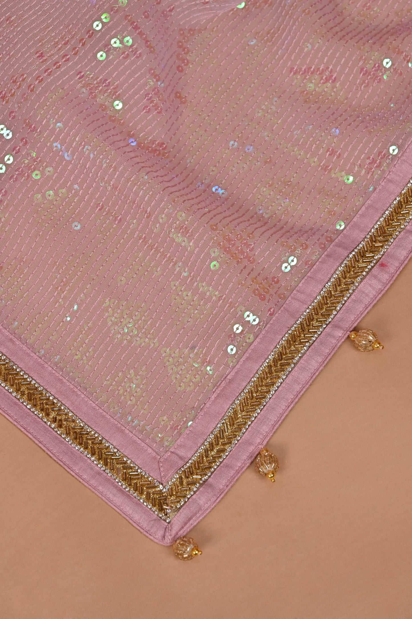 Pastel Pink Georgette Saree with Sequin Embellishments