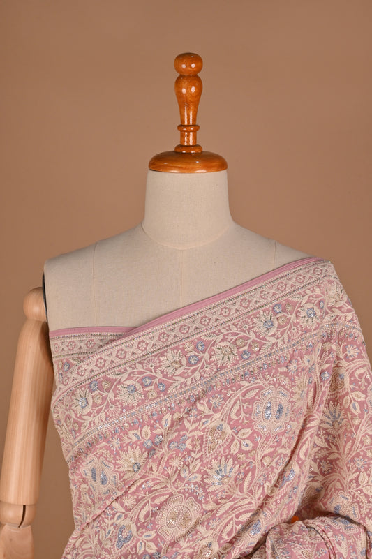 Pastel Pink Blossom Saree with Tassels