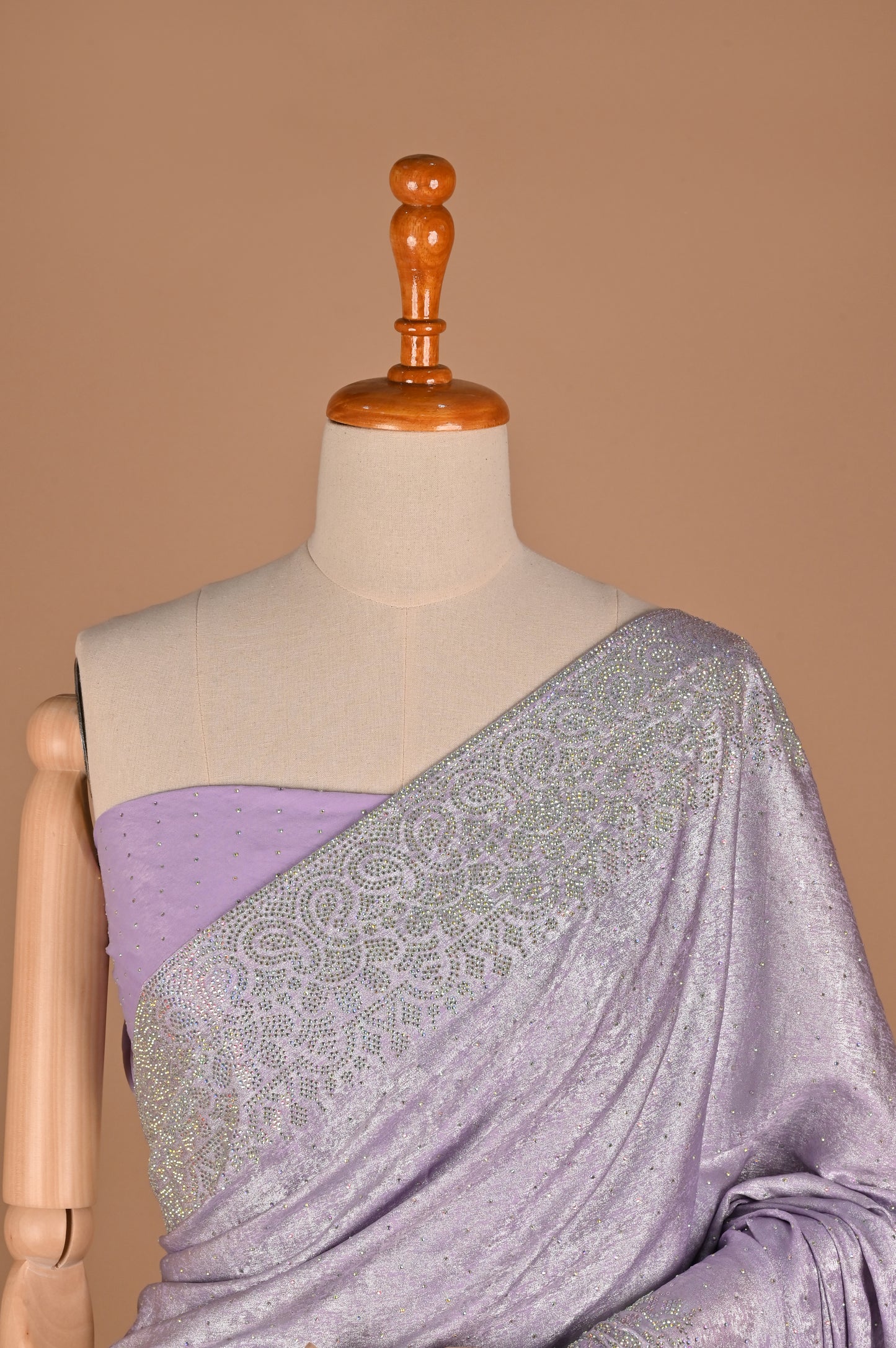 Lilac Luxe Suede Satin Saree with Swarovski Embellishments