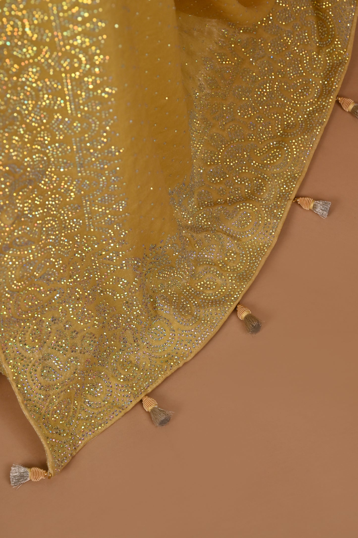 Lemon Yellow Shimmer Suede Satin Saree with Swarovski Highlights
