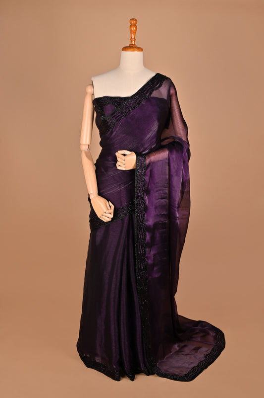 Royal Purple Designer Saree with Kardana Detailing