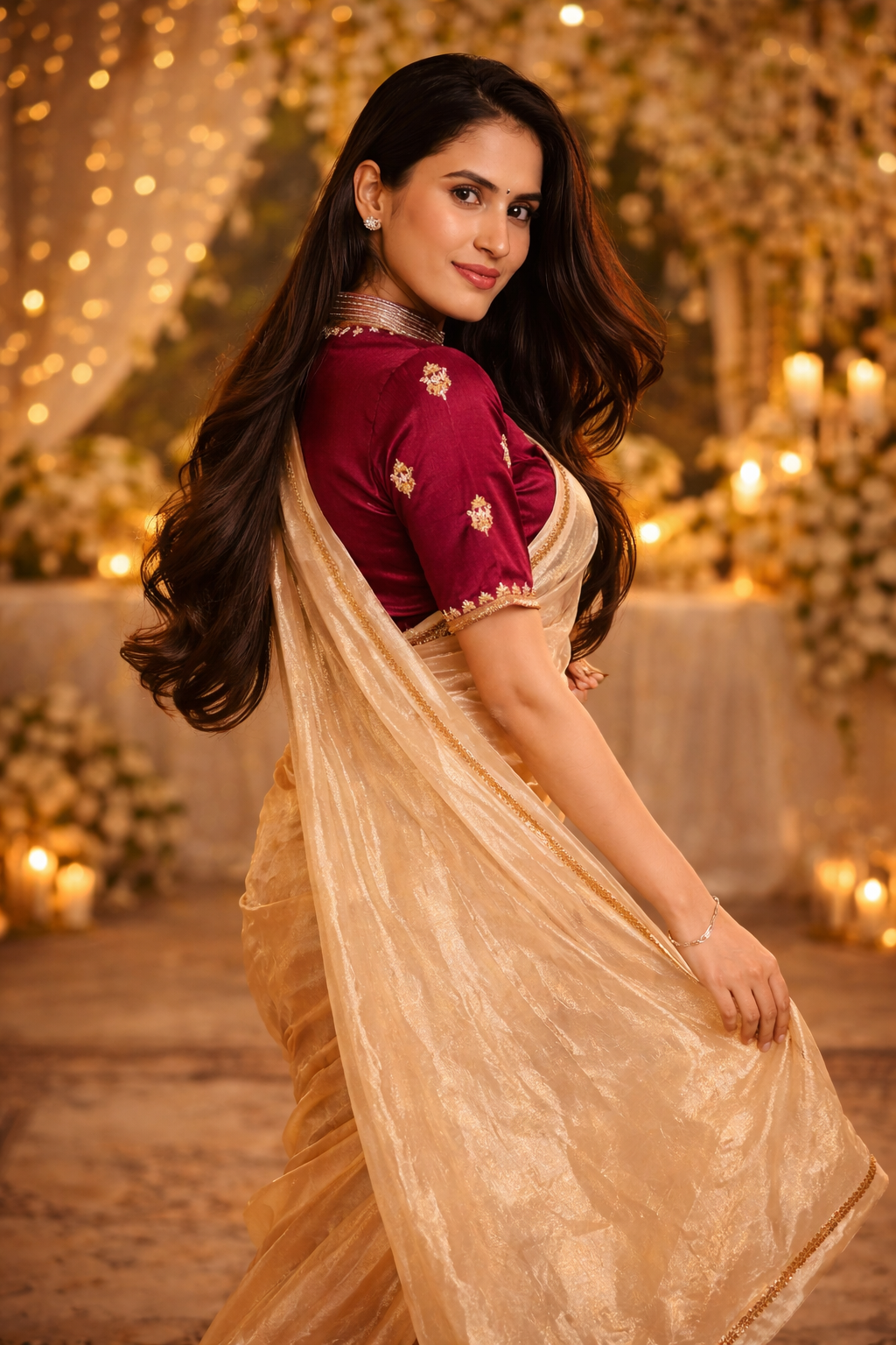 Liquid Gold Shaded Tissue Organza Saree