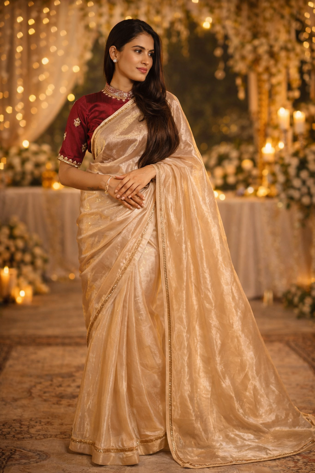 Liquid Gold Shaded Tissue Organza Saree