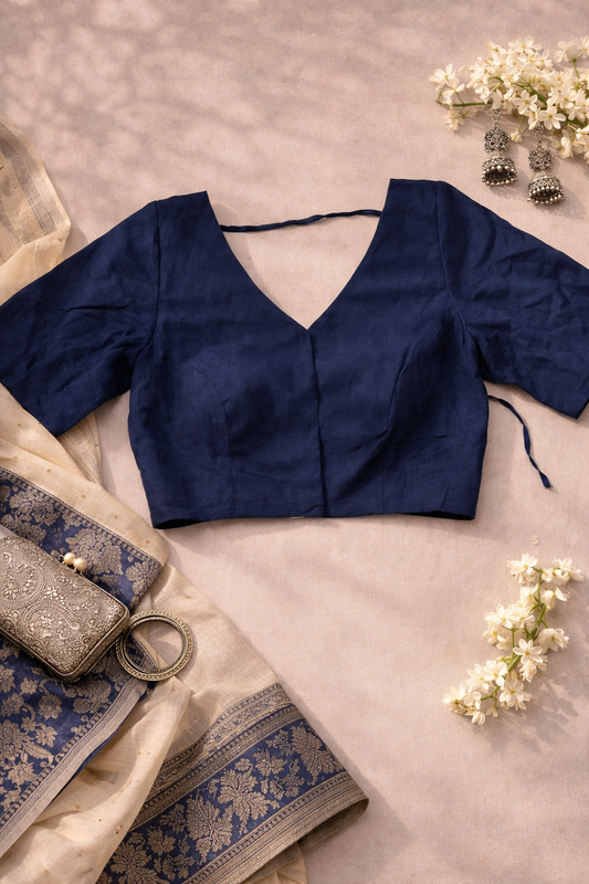 Dark Blue Navy Cotton Blouse