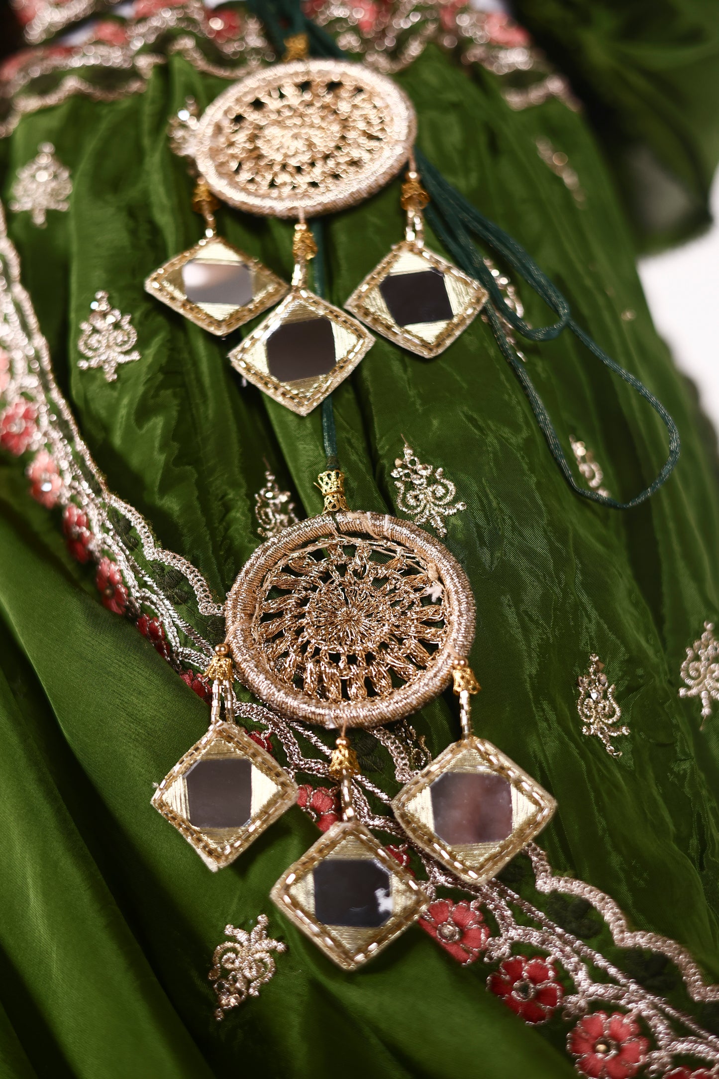 Mehendi Green Art Silk Lehenga with Computerised Embroidery, Tassels & Matching Dupatta