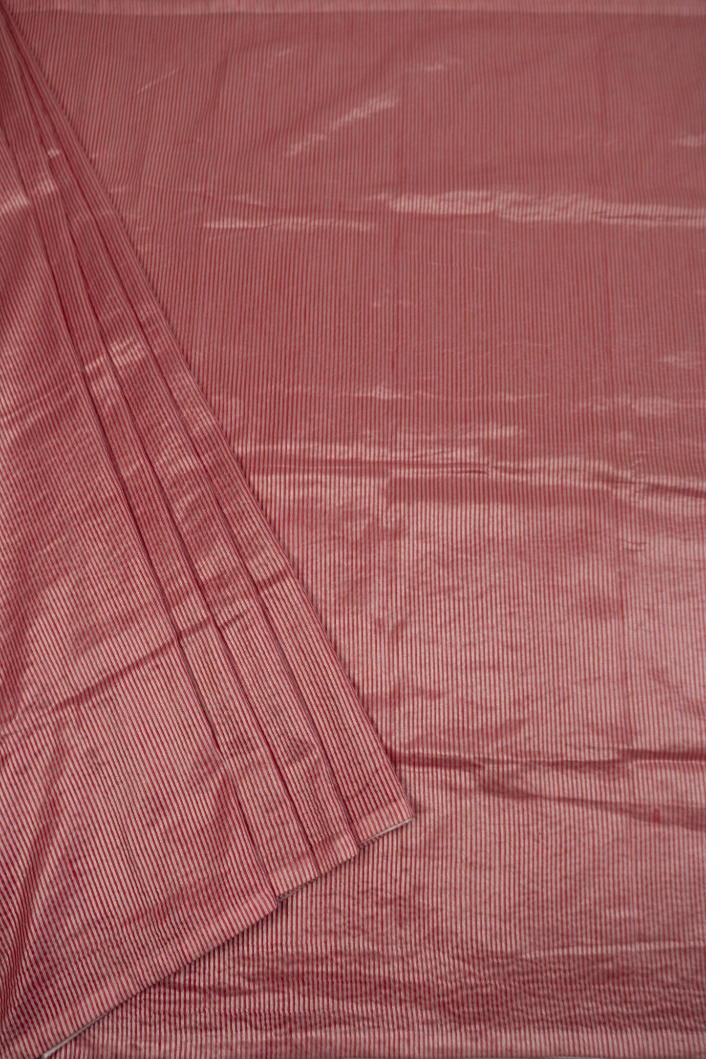 Pink and White Art Silk Saree with Satin Facing and White Katdana Tassels