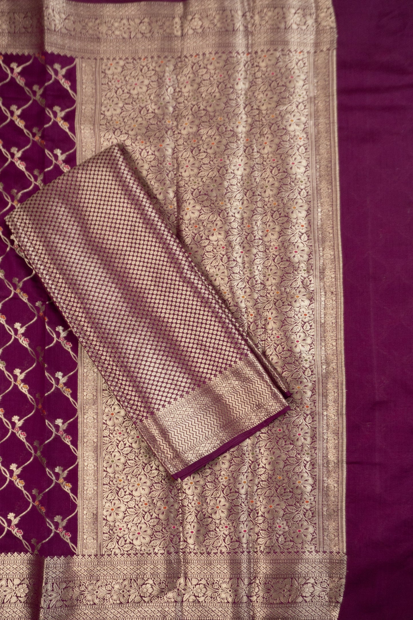 Vibrant Purple Banarasi Silk Saree
