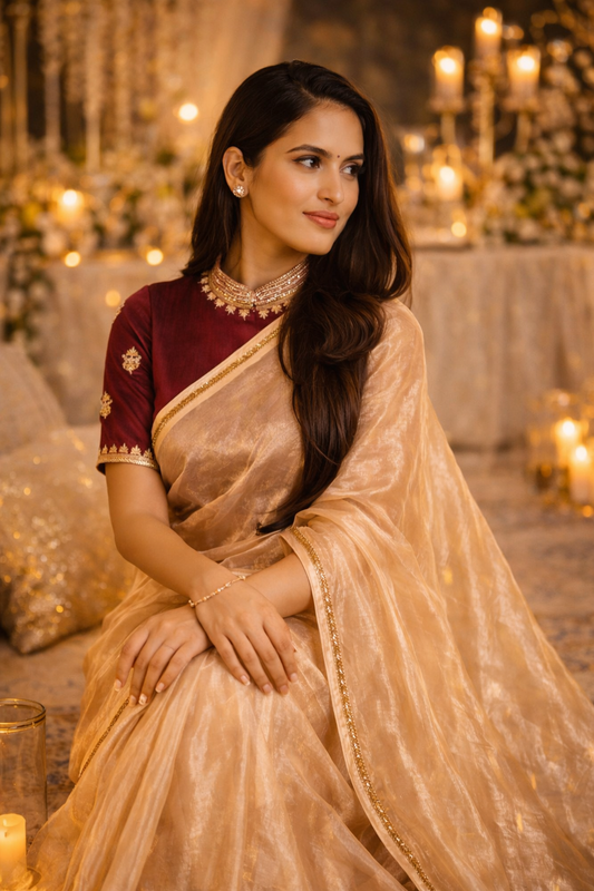 Liquid Gold Shaded Tissue Organza Saree